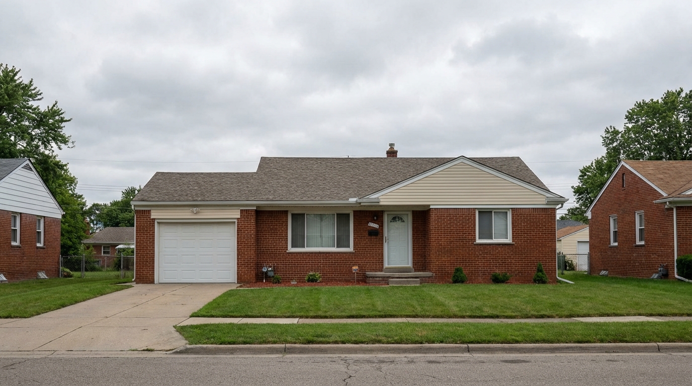 Modest Downriver home with single-car garage in Lincoln Park Michigan