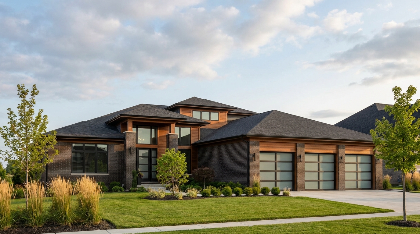 Modern home with three-car garage in Novi Michigan