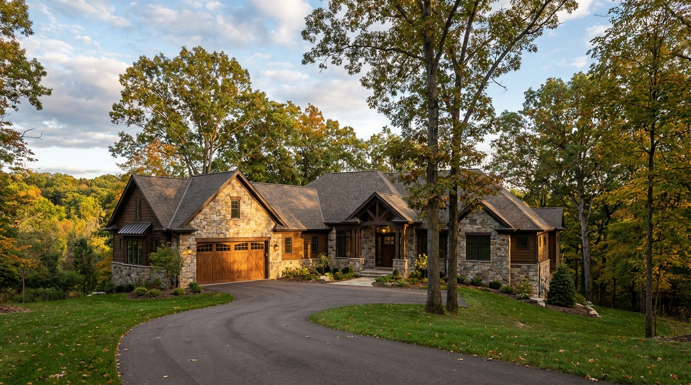 Upscale home with stone accents and premium garage door in Rochester Hills