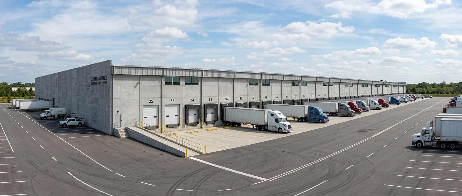 Commercial loading bay with multiple dock doors in Detroit warehouse